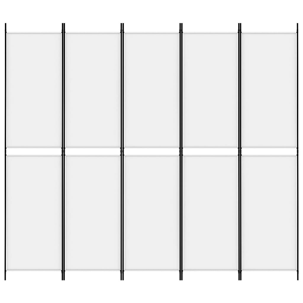 vidaXL 5-Panel Room Divider White 250x220 cm Fabric