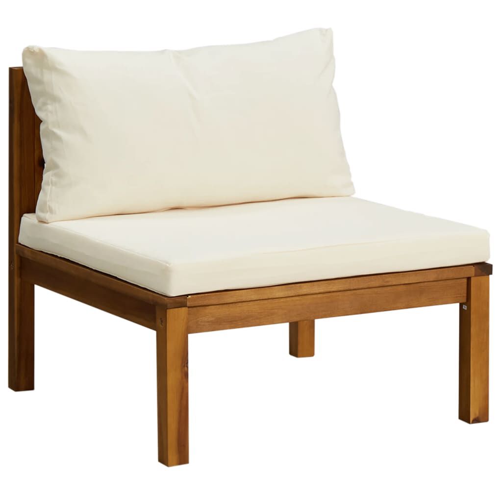 vidaXL 2 Piece Garden Sofa Set with Cream White Cushions Acacia Wood