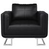 vidaXL Cube Armchair with Chrome Feet Black Faux Leather