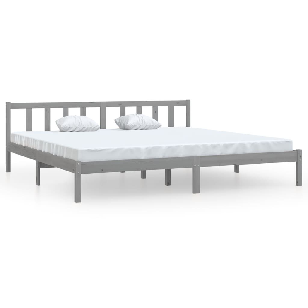 vidaXL Bed Frame without Mattress Grey Solid Wood Super King Size