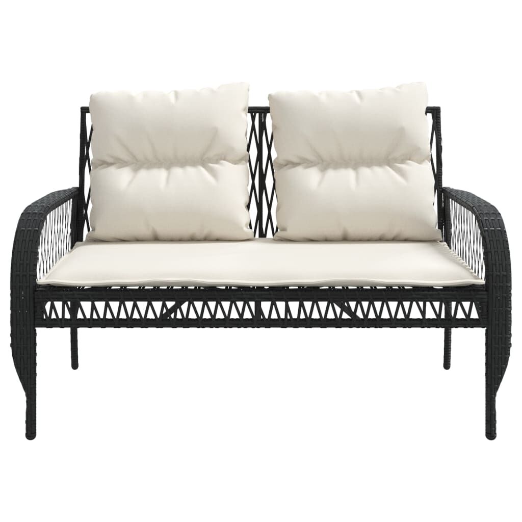 vidaXL 4 Piece Garden Sofa Set with Cushions Black Poly Rattan