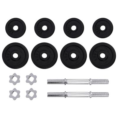 vidaXL 15 Piece Dumbbell set 20 kg Cast Iron,  vidaXL 15 Piece Dumbbell set 20 kg Cast Iron
