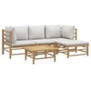 vidaXL 5 Piece Garden Lounge Set with Light Grey Cushions Bamboo