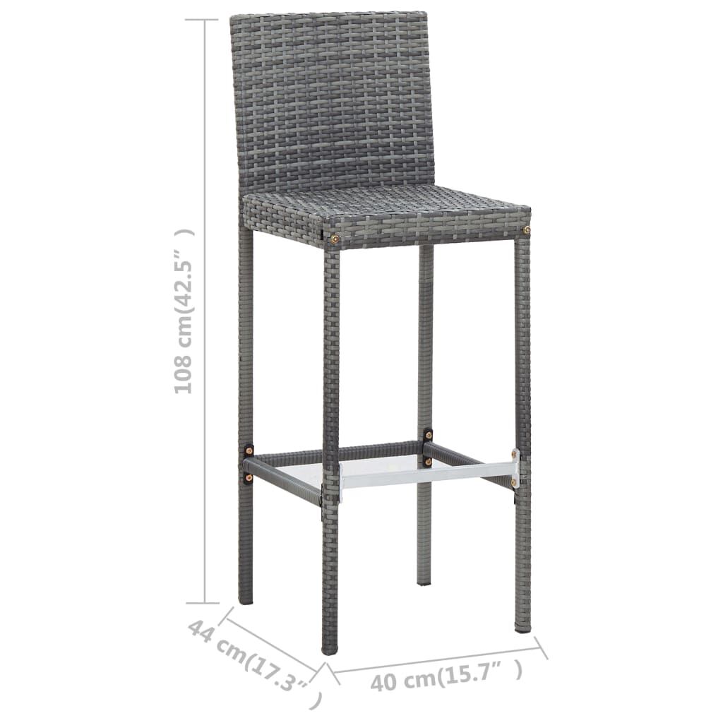 vidaXL 7 Piece Outdoor Bar Set with Cushions Poly Rattan Grey