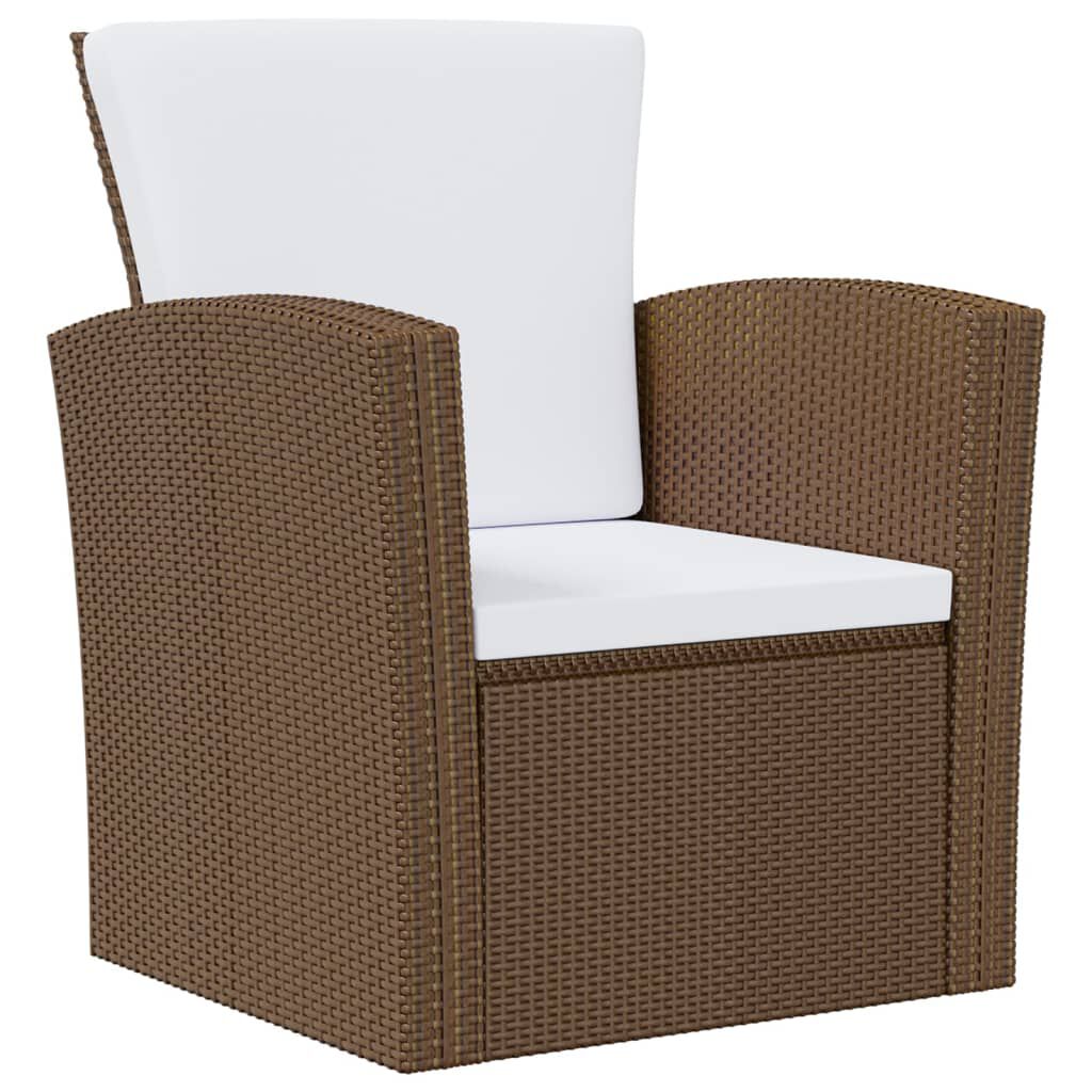 vidaXL 16 Piece Garden Lounge Set with Cushions Poly Rattan Brown