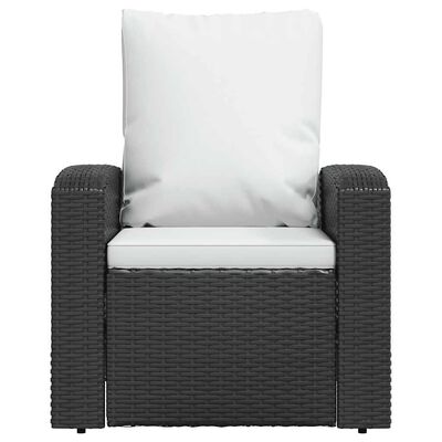 vidaXL Garden Reclining Chair with Cushions Black Poly Rattan, black vidaXL Garden Reclining Chair with Cushions Black Poly Rattan