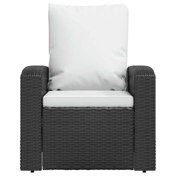 vidaXL Garden Reclining Chair with Cushions Black Poly Rattan