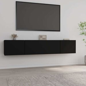 vidaXL 2 Piece TV Cabinet Set Black 80x30x30 cm Engineered Wood