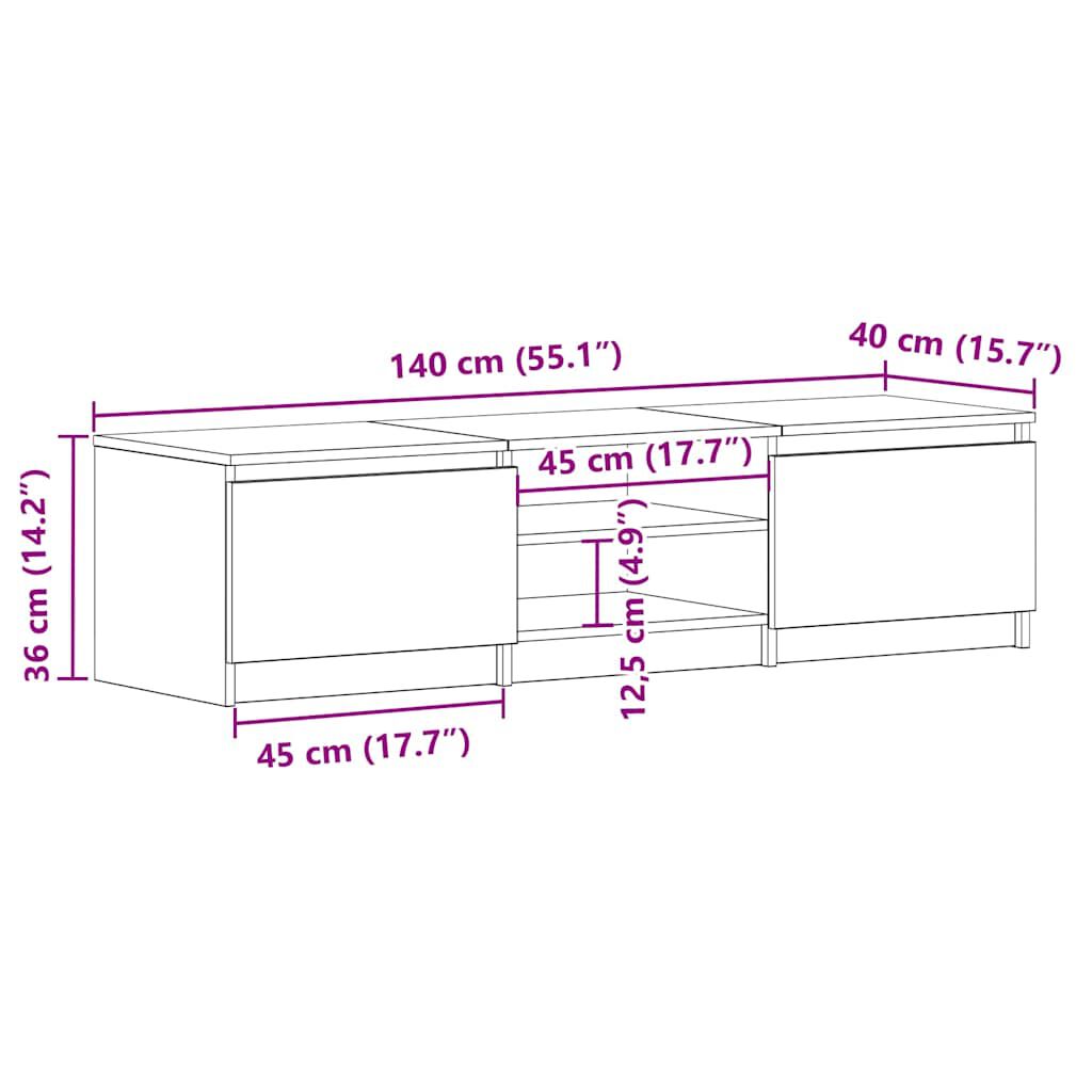 vidaXL TV Cabinet Black 140x40x35.5 cm Engineered Wood