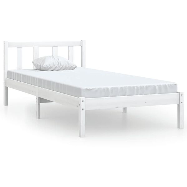 vidaXL Bed Frame without Mattress White Solid Wood 90x200 cm