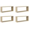 vidaXL Wall Cube Shelves 4 pcs Sonoma Oak 60x15x23 cm Engineered Wood
