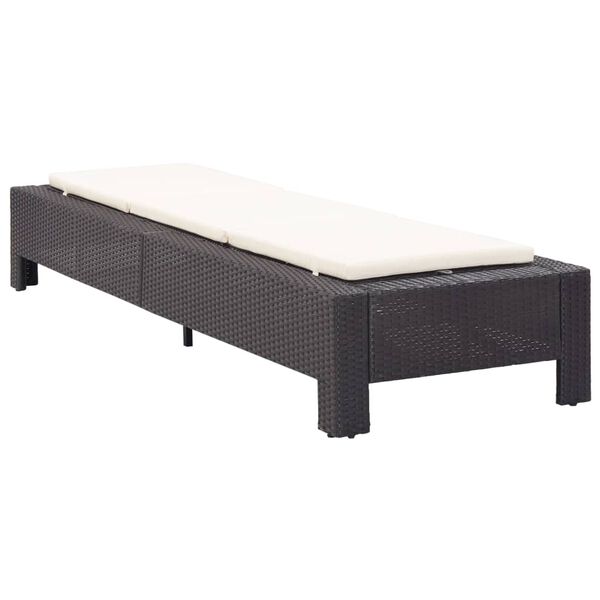vidaXL Sunbed with Cushion Black Poly Rattan