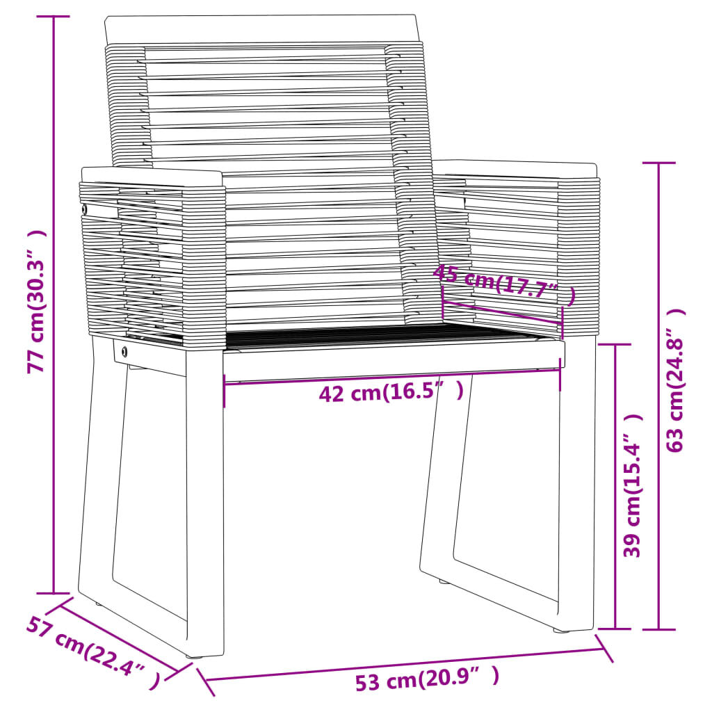 vidaXL 3 Piece Garden Dining Set Black