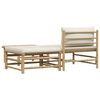 vidaXL 3 Piece Garden Lounge Set with Cream White Cushions Bamboo