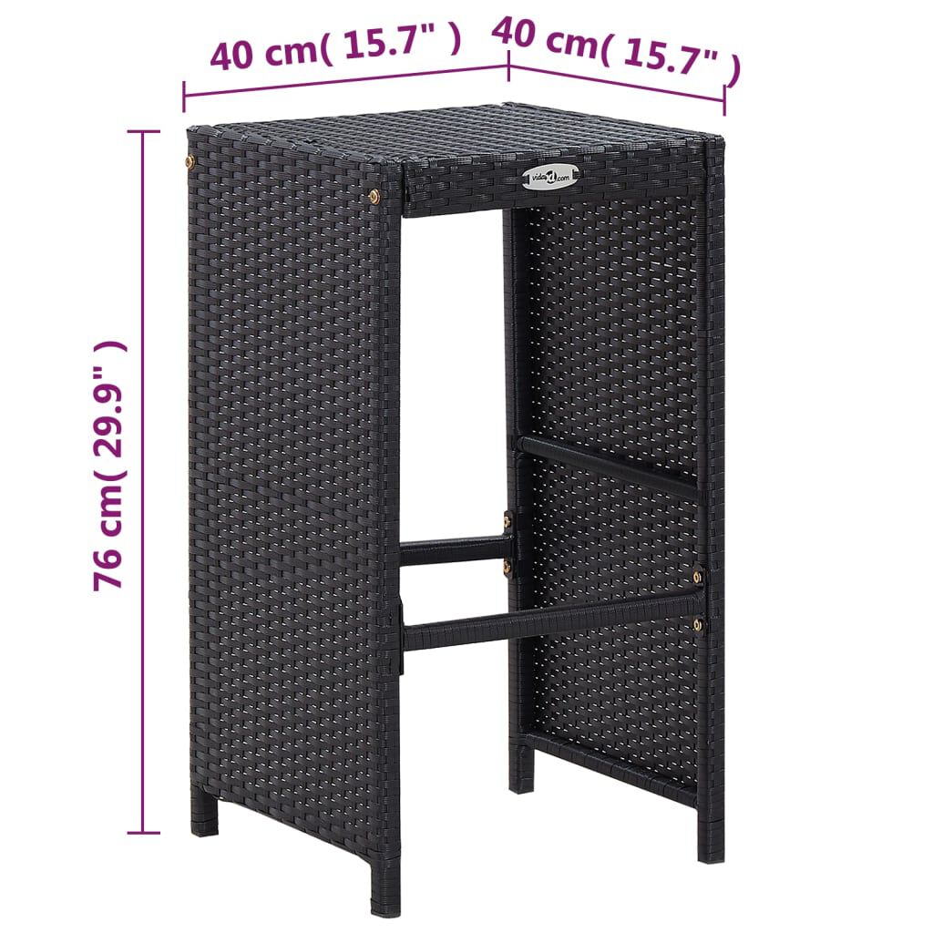 vidaXL 7 Piece Garden Bar Set with Cushions Poly Rattan Black