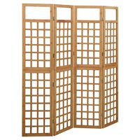 vidaXL 4-Panel Room Divider/Trellis Solid Fir Wood 161x180 cm, brown vidaXL 4-Panel Room Divider/Trellis Solid Fir Wood 161x180 cm