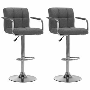 vidaXL Bar Stools 2 pcs Light Grey Fabric