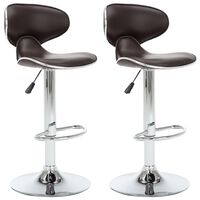 vidaXL Bar Stools 2 pcs Brown Faux Leather, brown vidaXL Bar Stools 2 pcs Brown Faux Leather