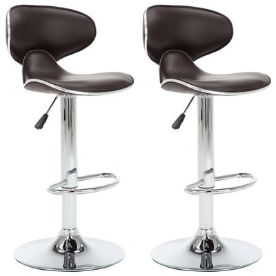 vidaXL Bar Stools 2 pcs Brown Faux Leather, brown vidaXL Bar Stools 2 pcs Brown Faux Leather