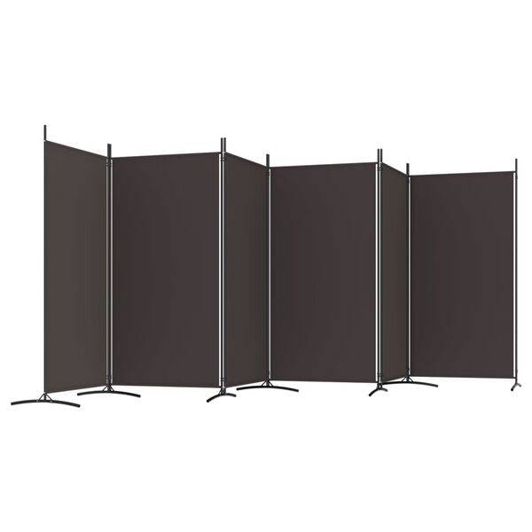 vidaXL 6-Panel Room Divider Brown 520x180 cm Fabric