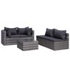 vidaXL 5 Piece Garden Sofa Set with Cushions & Pillows Poly Rattan Grey