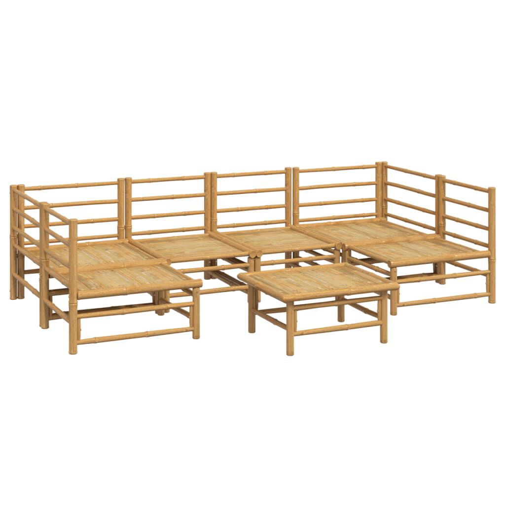 vidaXL 7 Piece Garden Lounge Set with Light Grey Cushions Bamboo
