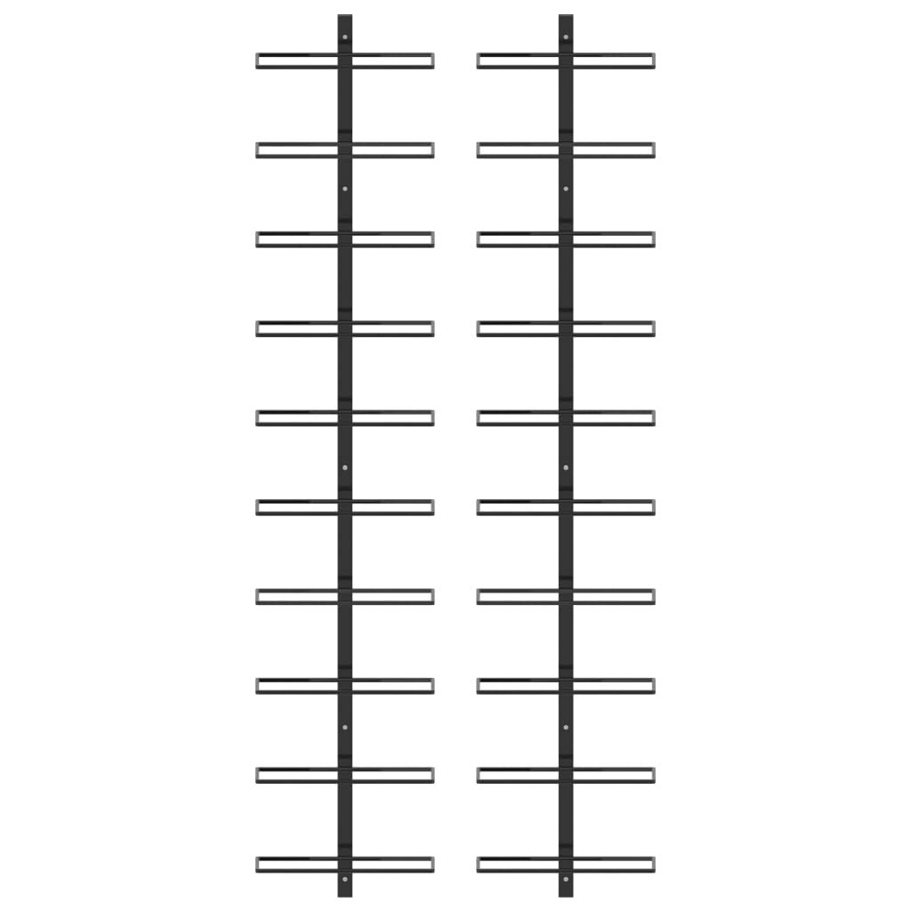 vidaXL Wall-mounted Wine Racks for 20 Bottles 2 pcs Black Metal