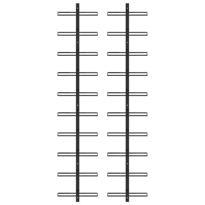 vidaXL Wall-mounted Wine Racks for 20 Bottles 2 pcs Black Metal, black vidaXL Wall-mounted Wine Racks for 20 Bottles 2 pcs Black Metal