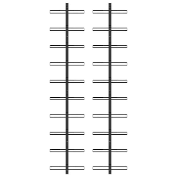 vidaXL Wall-mounted Wine Racks for 20 Bottles 2 pcs Black Metal