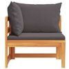 vidaXL Corner Sofa with Dark Grey Cushions Solid Acacia Wood