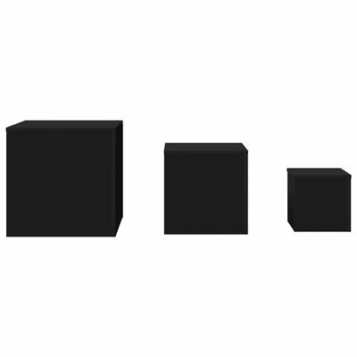 vidaXL Side Tables 3 pcs Black Engineered Wood, black vidaXL Side Tables 3 pcs Black Engineered Wood