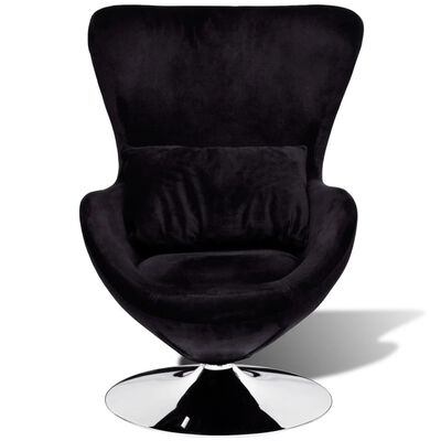 vidaXL Armchair with Egg Shape Black, black vidaXL Armchair with Egg Shape Black