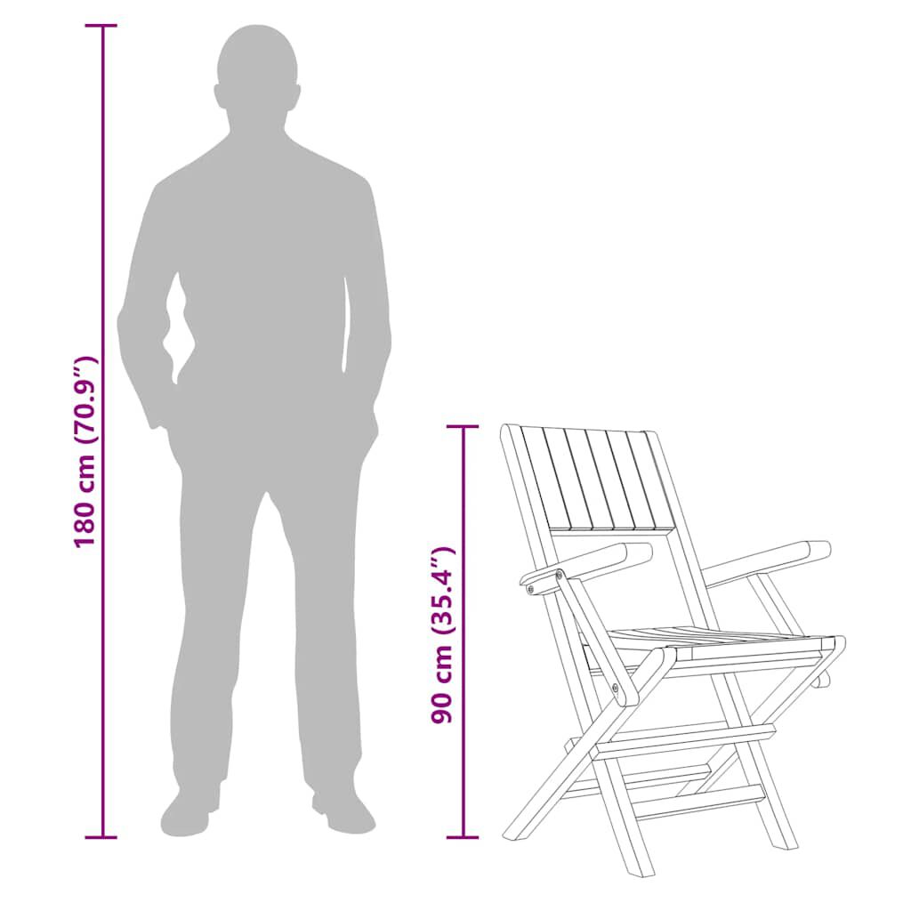 vidaXL Folding Garden Chairs 6 pcs 55x61x90 cm Solid Wood Teak