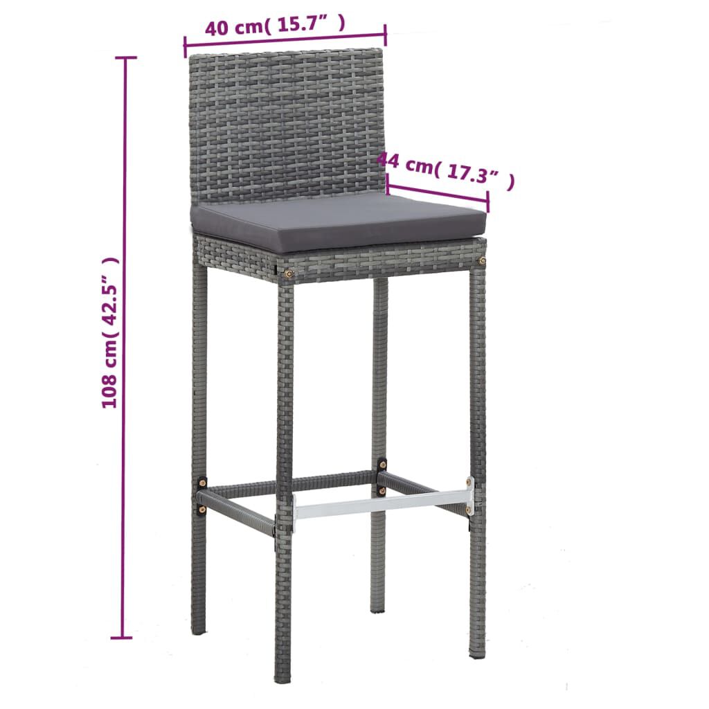 vidaXL 5 Piece Outdoor Bar Set Poly Rattan and Acacia Wood Grey