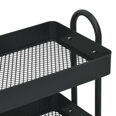 vidaXL 3-Tier Trolley Black 43x34x79 cm Steel, black vidaXL 3-Tier Trolley Black 43x34x79 cm Steel