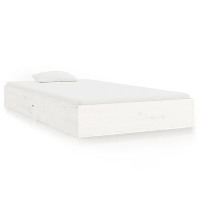 vidaXL Bed Frame without Mattress White Solid Wood 100x200 cm, white vidaXL Bed Frame without Mattress White Solid Wood 100x200 cm