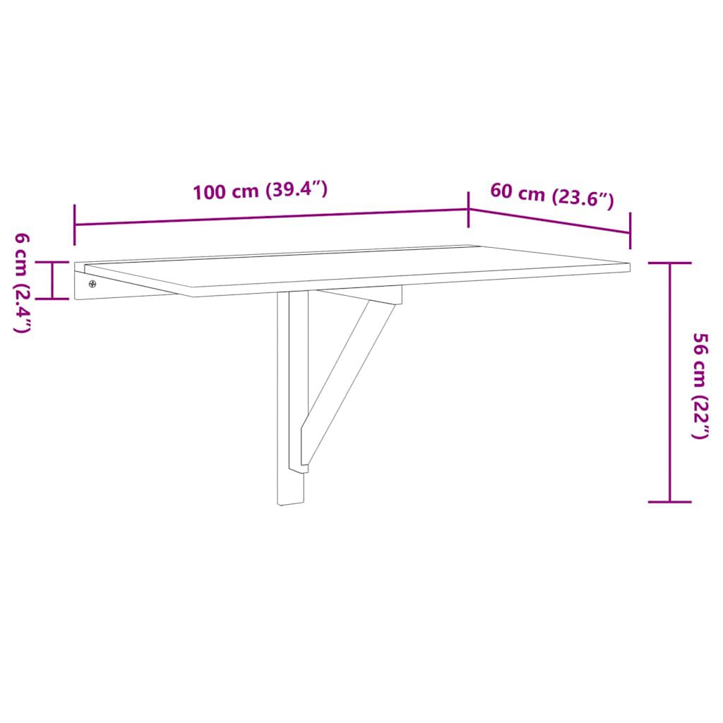 vidaXL Folding Wall Table Oak 100x60 cm