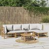 vidaXL 6 Piece Garden Lounge Set with Light Grey Cushions Bamboo