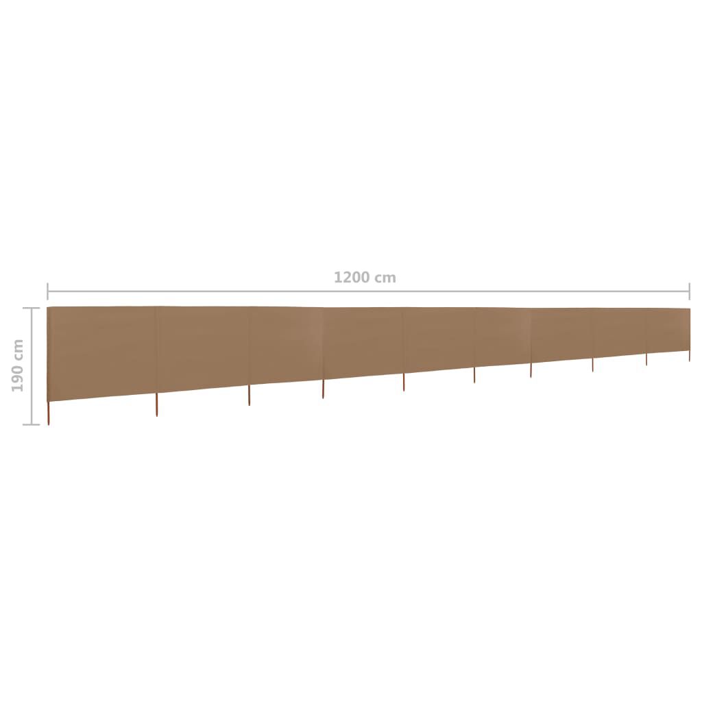 vidaXL 9-panel Wind Screen Fabric 1200x160 cm Taupe