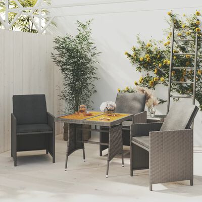 vidaXL Garden Table Grey 70x70x72 cm Poly Rattan & Solid Acacia Wood, grey vidaXL Garden Table Grey 70x70x72 cm Poly Rattan & Solid Acacia Wood