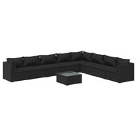 vidaXL 9 Piece Garden Lounge Set with Cushions Poly Rattan Black