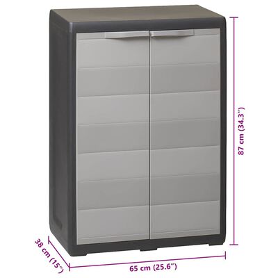 vidaXL Garden Storage Cabinet with 1 Shelf Black and Grey, black and grey vidaXL Garden Storage Cabinet with 1 Shelf Black and Grey