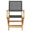 vidaXL 3 Piece Bistro Set Black Poly Rattan and Solid Wood