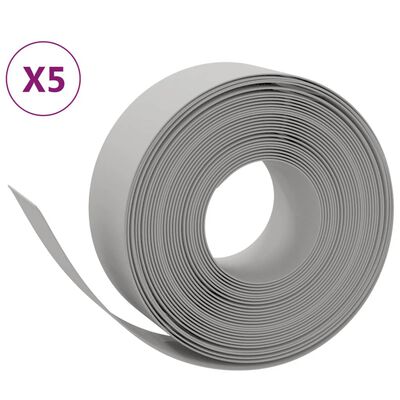 vidaXL Garden Edgings 5 pcs Grey 10 m 20 cm Polyethylene, grey vidaXL Garden Edgings 5 pcs Grey 10 m 20 cm Polyethylene