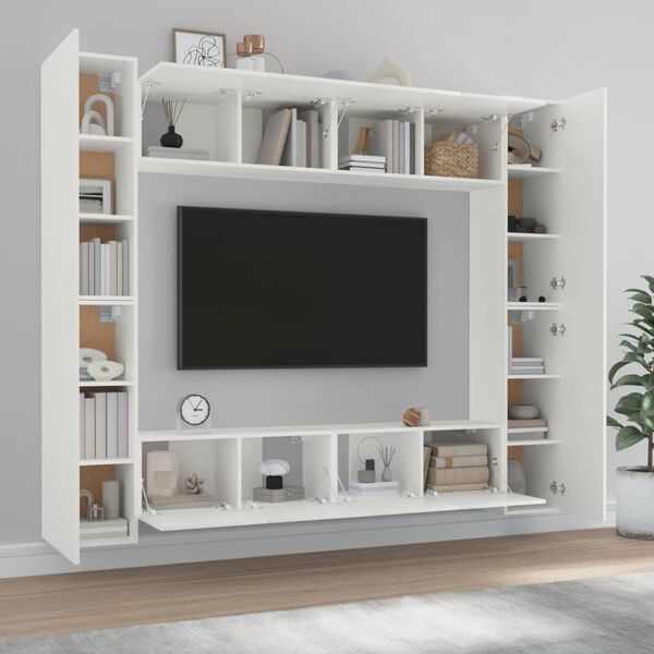 vidaXL 8 Piece TV Cabinet Set White Engineered Wood