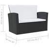vidaXL 16 Piece Garden Lounge Set with Cushions Poly Rattan Black
