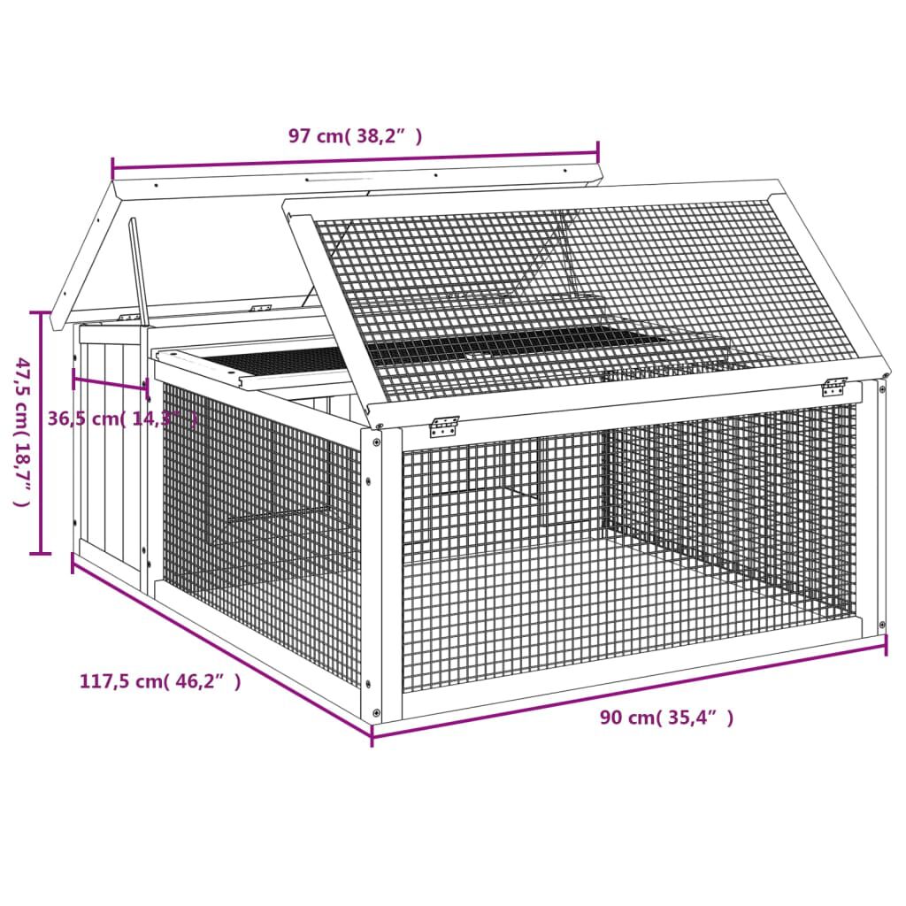 vidaXL Rabbit Hutch Brown 117.5x97x47.5 cm Solid Wood Pine