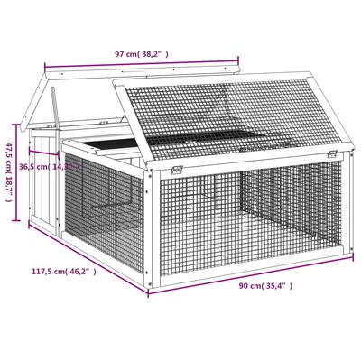 vidaXL Rabbit Hutch Brown 117.5x97x47.5 cm Solid Wood Pine, brown vidaXL Rabbit Hutch Brown 117.5x97x47.5 cm Solid Wood Pine