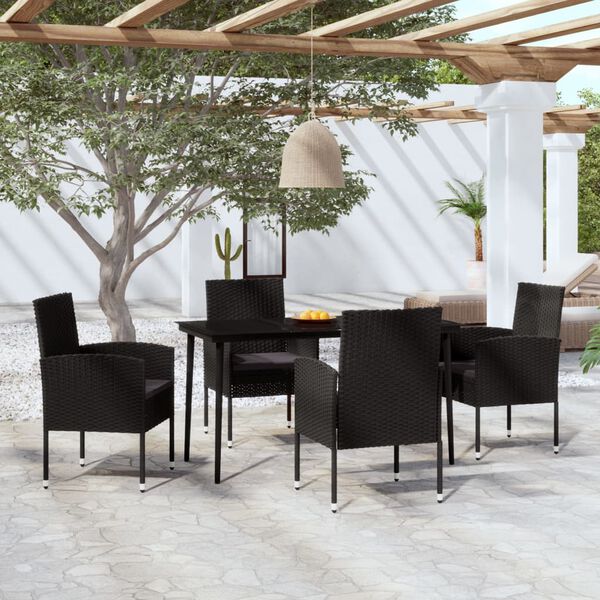 vidaXL 5 Piece Garden Dining Set Black
