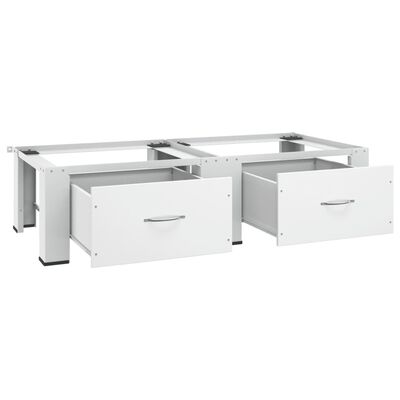 vidaXL Double Washing and Drying Machine Pedestal with Drawers White,  vidaXL Double Washing and Drying Machine Pedestal with Drawers White